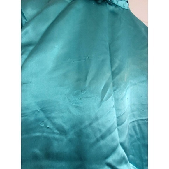 Vintage Private Touch Teal Green Blue Silky Shimmery Short Set Pajamas Sleepwear - Picture 11 of 12